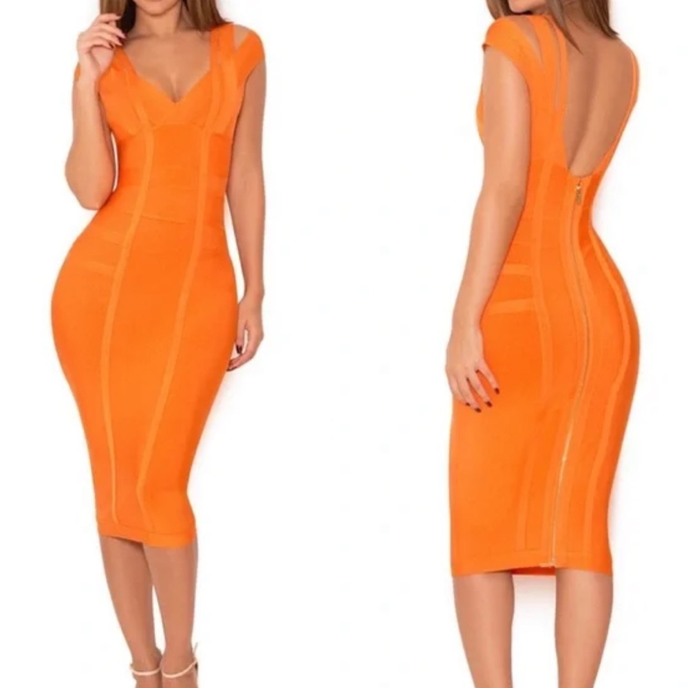 NWT House of CB Mimi Bandage Dress Orange Size XS
